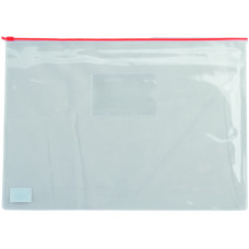 Папка-конверт, А4, на блискавці, прозора, червона, TM Buromax