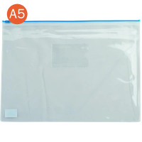 Папка-конверт, А5, на блискавці, прозора, синя, TM Buromax