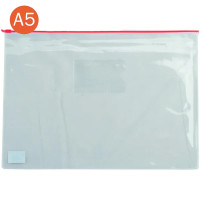 Папка-конверт, А5, на блискавці, прозора, червона, TM Buromax