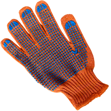 Рукавички захисні, долоня-крапка, щільність 6 ниток, помаранчеві, БАВ60%/ПЕ40%