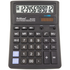 Калькулятор настільний, 143х192х39,5мм, 12-розрядний, чорний, BS-0333, TM Brilliant