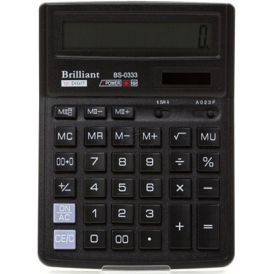 Калькулятор настільний, 143х192х39,5мм, 12-розрядний, чорний, BS-0333, TM Brilliant