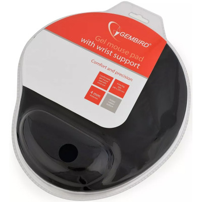 Килимок для миші, чорний, з гелевою подушкою, MP-GEL-BK, ТМ Gembird