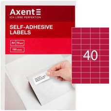 Етикетки клейкі, 40шт/А4, 52.5х29.7мм, 100арк/уп, TM Axent