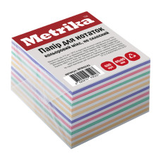 Блок паперу для нотаток, не склеєний, 80х80мм, 600арк, кольоровий мікс, TM Metrika