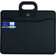 Портфель пластиковий, В4, 2 відділення, на застібці, боки з тканини, чорний, TM Buromax