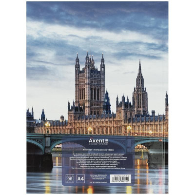 Книга обліку А4, 96арк, клітинка, обклад. тверда, City, London, TM Axent
