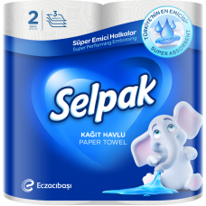 Рушники в рулонах, 3-шарові, целюлоза, 2рул/пак, ТМ Selpak