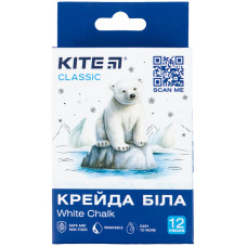 Крейда біла, кругла, 12шт/уп, Classic, TM Kite