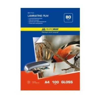 Плівка для ламінування, 80мкм, A4, 216x303мм, 100шт/уп, ТМ Buromax