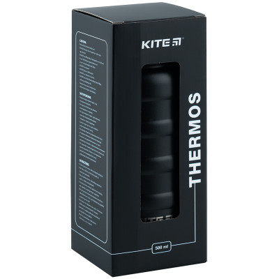 Термос, 500мл, чорний, TM Kite