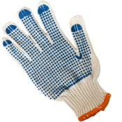 Рукавички захисні, долоня-крапка, щільність 6 ниток, білі, БАВ60%/ПЕ40%