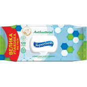 Серветки вологі, антибактеріальні, з клапаном, 120шт, ТМ Superfresh