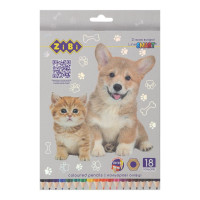 Олівці кольорові, 18 кольорів, СОБАКИ ТА КОТИ, шестигранний, SMART Line, TM ZiBi