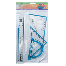 Комплект: лінійка 20см, 2 косинця, транспортир, з блак. смужкой, KIDS Line, TM ZiBi