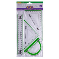 Комплект: лінійка 20см, 2 косинця, транспортир, з салатовою смужкою, KIDS Line, TM ZiBi