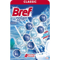 Освіжувач для унітазу підвісний, 3х50г, кульки, Сила-Актив 4в1, Cвіжість океану, ТМ Bref (тріопак)