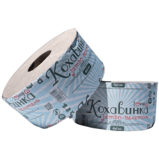 Туалетний папір, макулатурний (сірий), на гільзі, 125м, d=19см, Джамбо, ТМ Кохавинка