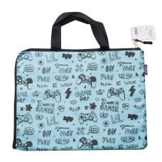 Папка А4 SCHOOL, 33x25x1см, горизонт., 2 ручки, котон та поліестер, блакитна, TM ZiBi