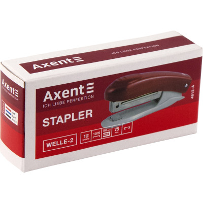 Степлер, №10, 12арк, пластиковий, червоний, Welle-2, TM Axent