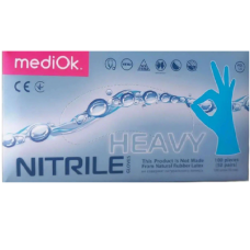 Рукавички нітрилові, L-9, без пудри, текстуровані, блакитні, 100шт/уп, Heavy, ТМ MediOK