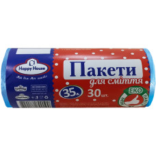 Пакети для сміття, 35л, 30шт, 50х60см, сині, TM Happy House