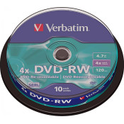 Диск DVD-RW, 4.7Gb, 4Х, 10шт/бокс, ТМ Verbatim