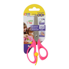 Ножиці дитячі, 138мм, з поворотною пружиною, рожеві, BABY Line, TM ZiBi