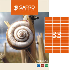 Етикетки клейкі, 33шт/А4, 70х25.4мм, 100арк/уп, TM SAPRO Labels