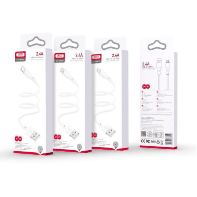 Кабель USB-A - USB Type-C, 2.4A, 1м, білий, NB230 Rock Series, ТМ XO