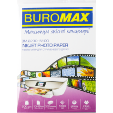 Фотопапір, 10х15см, 200г/м2, 100арк, глянцевий, ТМ Buromax