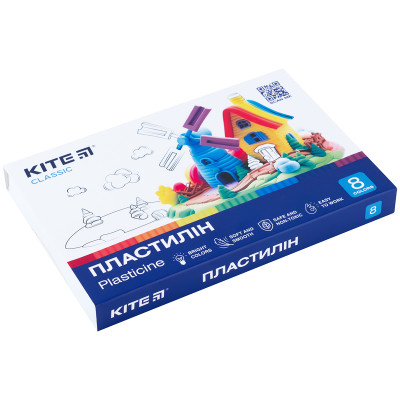 Пластилін, 8 кольорів, 160г, Classic, TM Kite