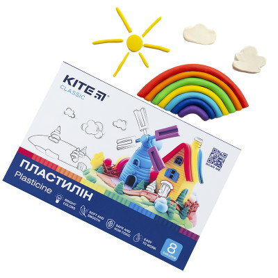 Пластилін, 8 кольорів, 160г, Classic, TM Kite