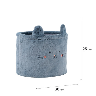 Кошик для зберігання, (M) 30х25см, плюшевий, синій, Cute Cat, TM Kite
