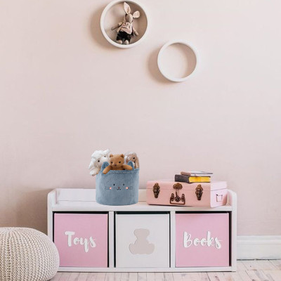 Кошик для зберігання, (M) 30х25см, плюшевий, синій, Cute Cat, TM Kite