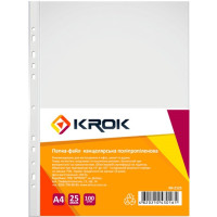 Файл для документів, А4+, 25мкм, 100шт, глянець, TM Krok
