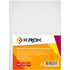 Файл для документів, А4+, 25мкм, 100шт, глянець, TM Krok