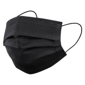 Маска захистна, тришарова, на резинках, 50шт/уп, Чорна