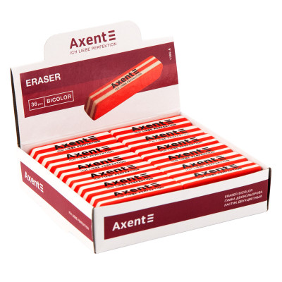 Ластик (гумка), 50x14x8мм, клиноподібний, двокольоровий, TM Axent