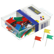Кнопки-цвяшки, кольорові прапорці, в контейнері, 30шт, TM Buromax