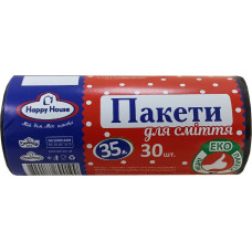 Пакети для сміття, 35л, 30шт, 50х60см, чорні, TM Happy House