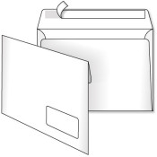 Конверт C5, 162х229мм, самоклеючий клапан, офсет, 80г/м2, з вікном, 500шт/уп
