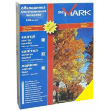 Обкладинка картонна, А4, глянцева, 100шт/уп, жовта, Leather Design (Капітал), ТМ BindMark