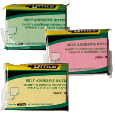 Блок паперу для нотаток клейкий, 38х51мм, 100арк, асорті, TM 4Office