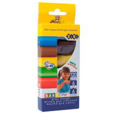 Тісто для ліплення 6х20г, 6 кольорів, в картоній упаковці, BABY Line, TM ZiBi