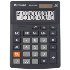 Калькулятор настільний, 103x137x31мм, 12-розрядний, чорний, BS-212NR, TM Brilliant