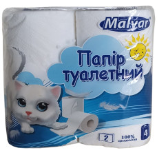 Туалетний папір, 2-шаровий, целюлоза (білий), на гільзі, 4рул/уп, ТМ Malvar