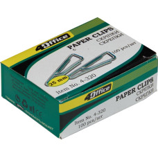 Скріпки, 25мм, 100шт, трикутні, нікельовані, TM 4Office