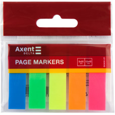 Закладки пластикові клейкі, 12х45мм, 5х25шт, неон асорті, TM Delta by Axent