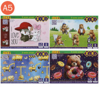 Альбом для малювання А5, 8арк, 120г/м2, захисний лак, на скобі, асорті, KIDS Line, TM ZiBi